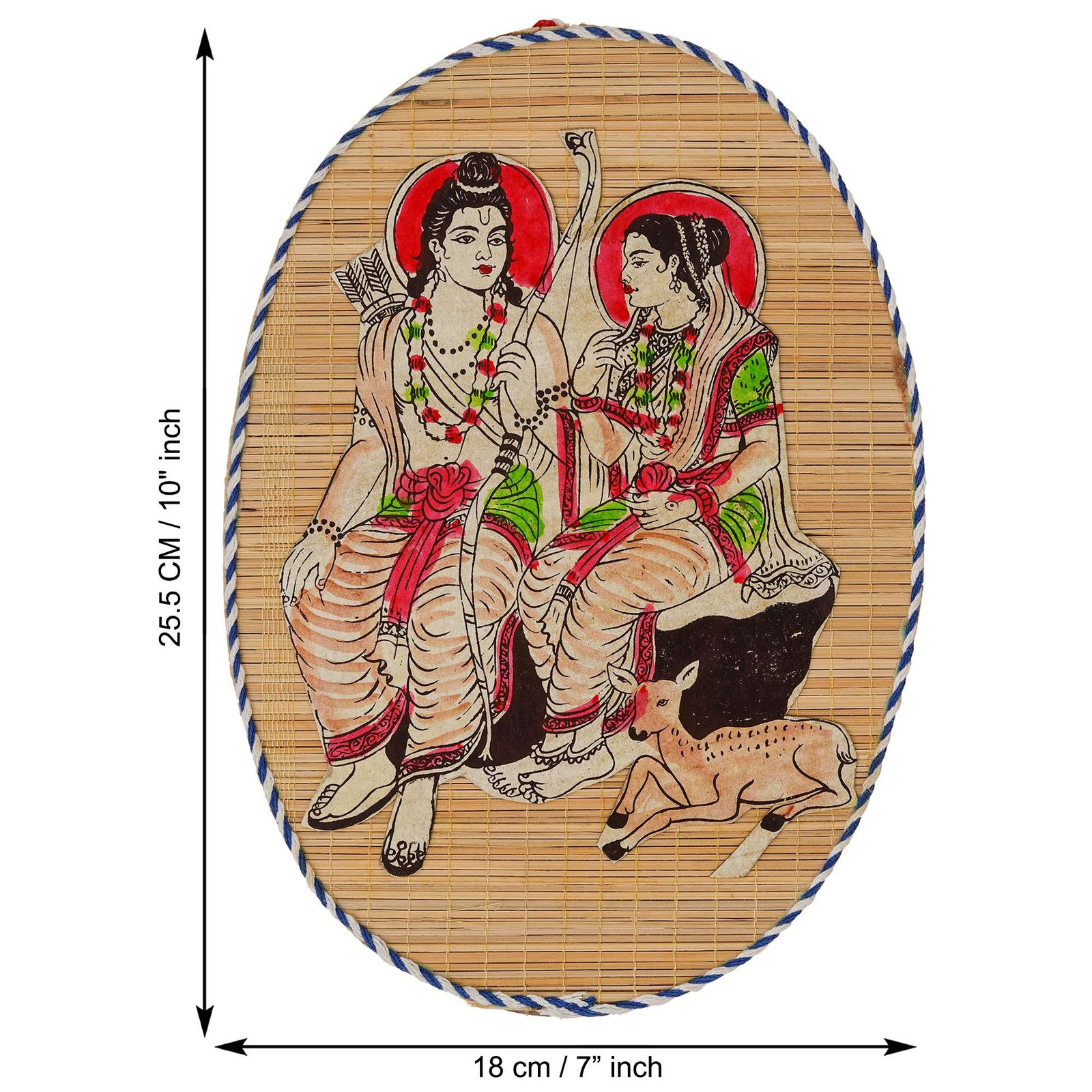Oval Shaped Design Bamboo Hand Crafted Wall Hangings Of Shri Ram Ji With Janaki Ji For Home D?cor | Bamboo Art For Wall Decor - Image 4